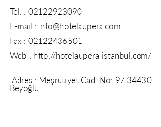 Hotel Au Pera iletiim bilgileri